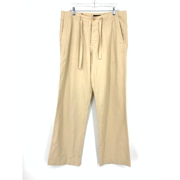 SOLD Banana Republic Heritage Straight Leg Linen Blend Pants Mens Sz 34 X 34 Tan - Picture 2 of 10